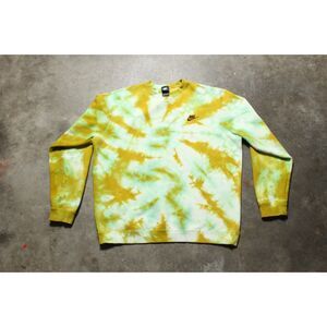 Vintage Y2K Nike One of a Kind Tie Dye Chartreuse Green Sweatshirt - XL